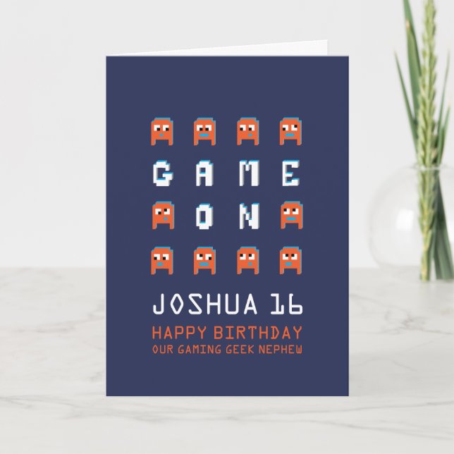 Carte Jeu sur pixel monstres jeu neveu joueur 16e annive (Devant)