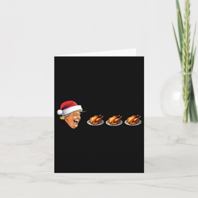 Carte Jeu vidéo de Noël Trump Visage Mangeant Dinde Jeu (Devant)