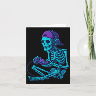 Carte Jeu vidéo de squelette drôle Halloween jeu gamer