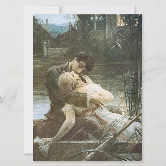 Carte Jeune couple amoureux (baiser en bateau) Mariage (Devant)