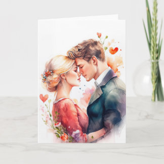 Carte Jeune couple amoureux, romance, jour des valentine