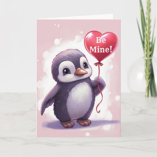 CARTE JEUNE ENFANT PENGUIN VALENTINE (Devant)