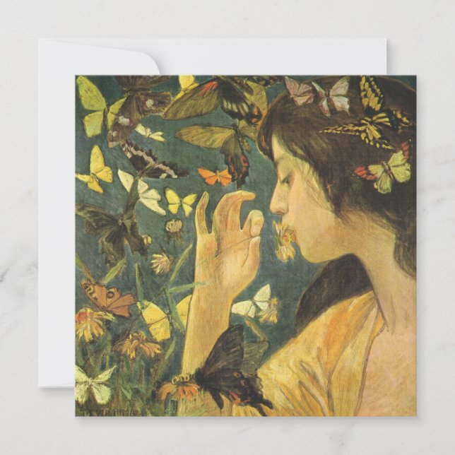 Carte Jeune Femme Aux Belles Papillons (Devant)