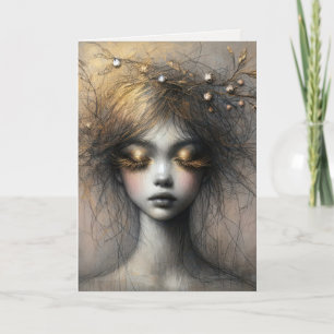 Carte Jeune Femme D'Anniversaire Avec Des Yelashes D'Or