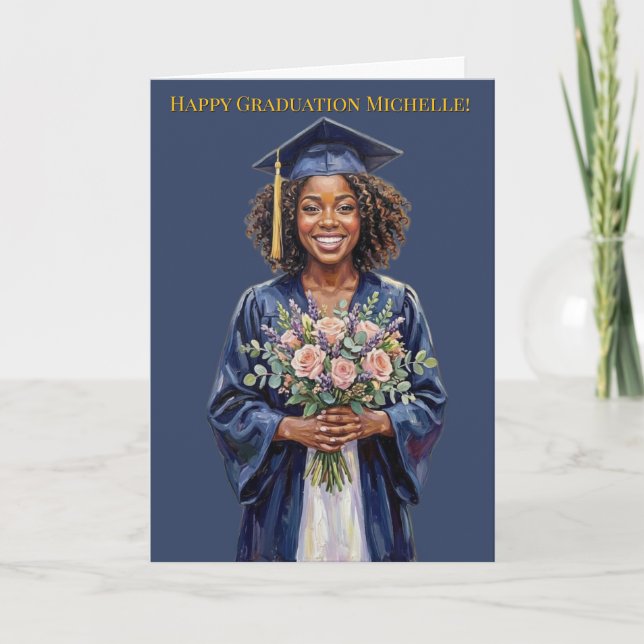 Carte Jeune femme noire "Célébration de remise de diplôm (Devant)