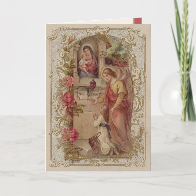Carte Jeune fille de la prière angélique du Gardien reli (Devant)
