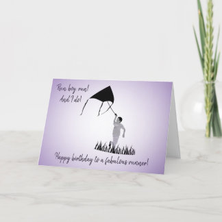 Carte Jeune garçon coureur avec Kite Anniversaire