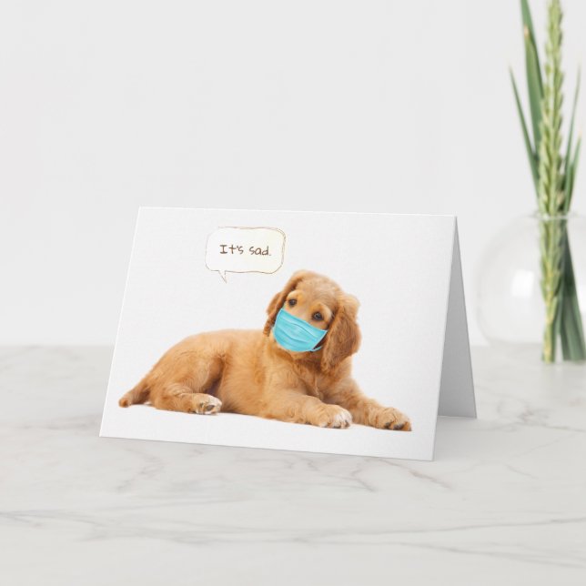 Carte Jeune Golden Retriever avec masque facial (Devant)