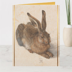 Carte Jeune lièvre Dürer Noël Anniversaire Grand salut C