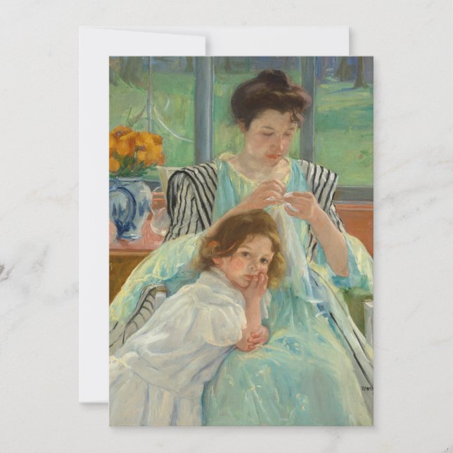 Carte Jeune mère coudre | Mary Cassatt (Devant)