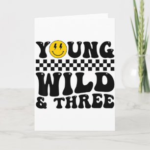 Carte Jeune Sauvage Et Trois Enfants Retro Groovy 3 Ans 