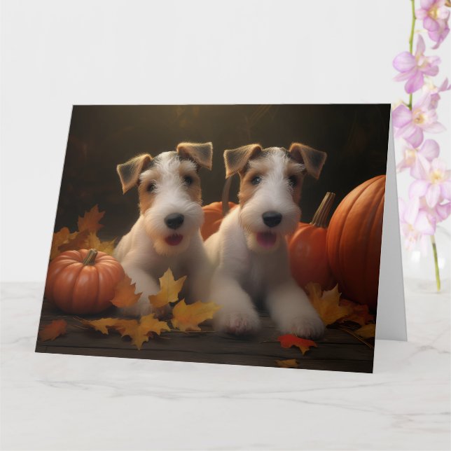 Carte Jeune terrier de Fox à poil dur Délice d'automne C (Orchidée)
