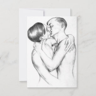 Carte Jeunes hommes en amour (art gai Vintage)