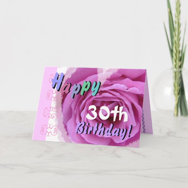 Carte JEUX 30ème anniversaire avec Rose Coeur (Devant)