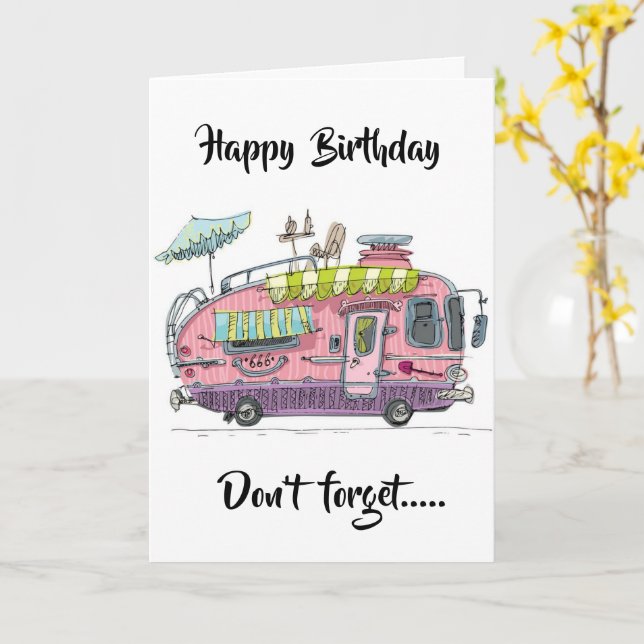 CARTE JEUX ANNIVERSAIRE À ***LE CAMPER*** DANS VOTRE VIE (Fleur jaune)