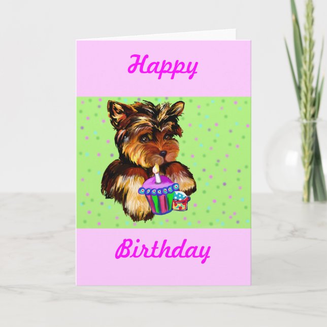 CARTE JEUX ANNIVERSAIRE DE YORKIE POO (Devant)