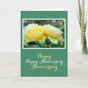 CARTE JEUX ANNIVERSAIRE/DEUX ROSES JAUNES