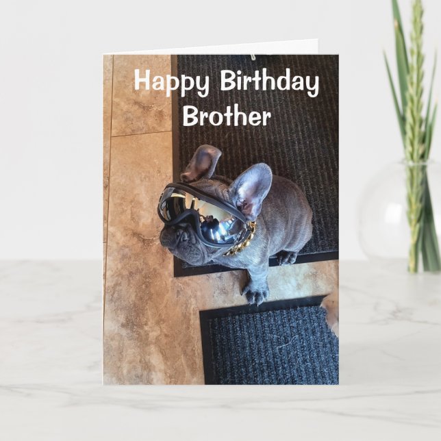 CARTE JEUX ANNIVERSAIRE D'UN CHIEN COOL "FRÈRE" (Devant)