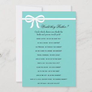 Carte Jeux de Baby Shower Double Face Aqua & Rubans