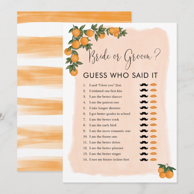 Carte Jeux de Saperlipopette pour la Mariée et le Marié  (Devant / Derrière)