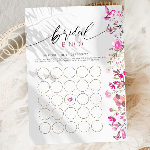 Carte Jeux minimaliste Floral Rubies Bridal Bingo