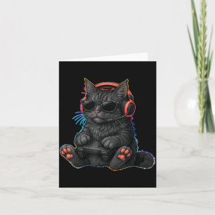 Carte Jeux vidéo de chats de joueurs garçons adolescents