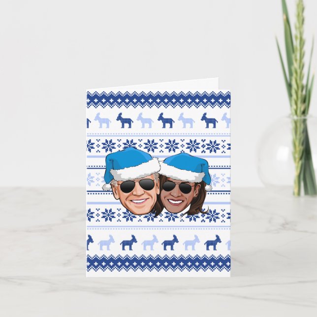 Carte Joe et Kamala Noël Bleu (Devant)