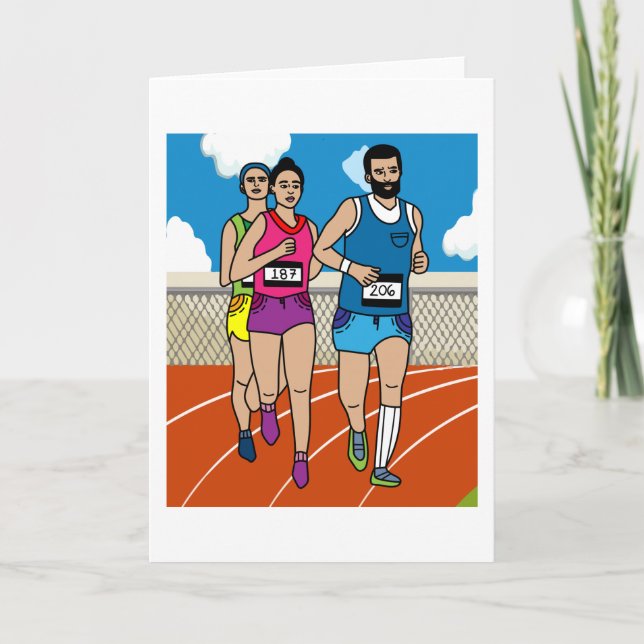 Carte Jogging Marathon Coureurs Et Train (Devant)