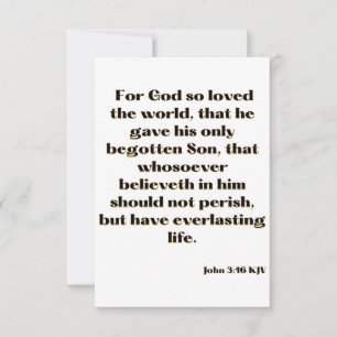 Carte John 3:16 KJV Bible Verse Plat Greeting Card