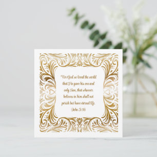 Carte John 3:16 Texte personnalisé Élégant Noël doré