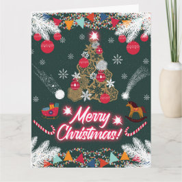 Carte Joie à feuillage persistant de Noël