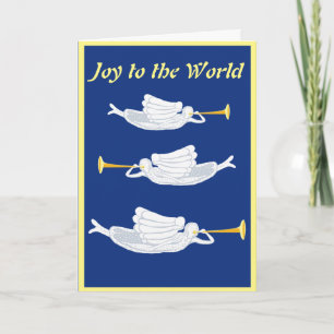 Carte Joie au monde Anges de Noël avec trompettes