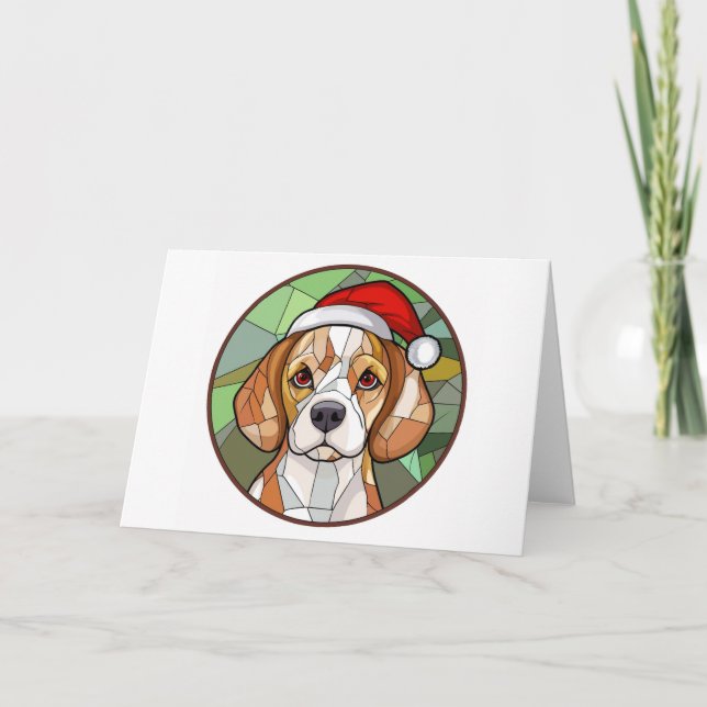 Carte Joie canine charmante : Noël sur le thème du Beagl (Devant)
