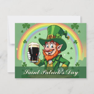 Carte Joie de lutin sous l'arc-en-ciel