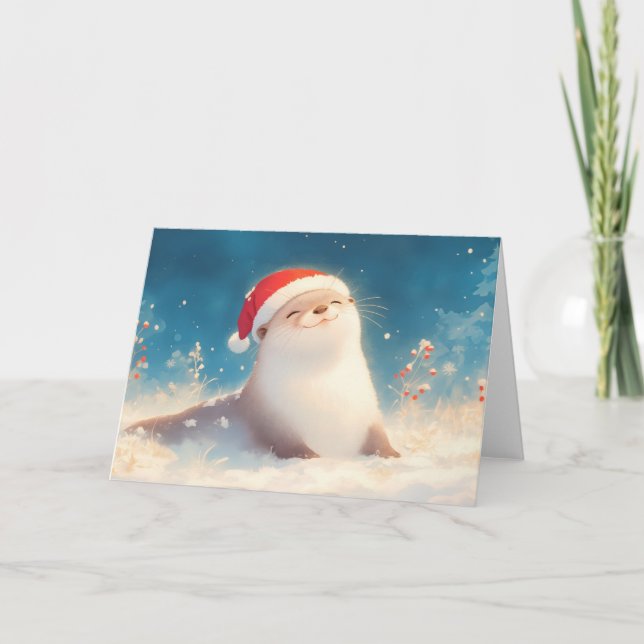 Carte Joie de Noël de la loutre (Devant)