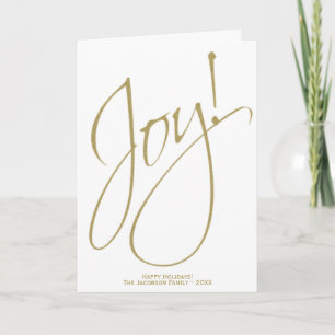 Carte Joie ! Gold & White Script moderne Chic Photo de v