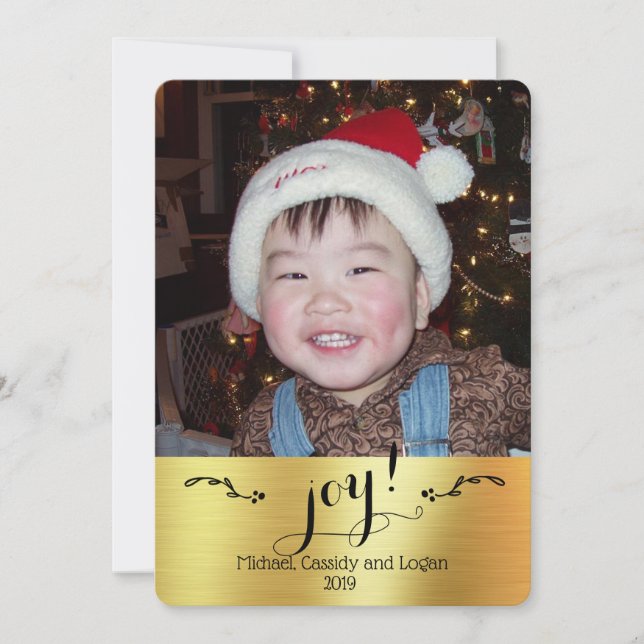 Carte Joie ! - Or personnalisé | | Noël photo (Devant)