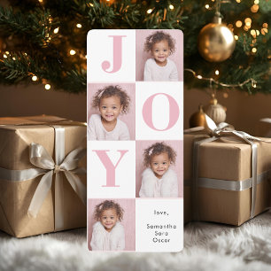 Carte JOIE rose vif moderne JOIE photo verticale Noël