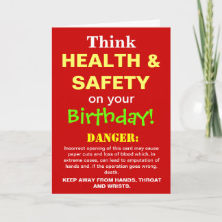 Carte Joke Funny Health and Safety Birthday