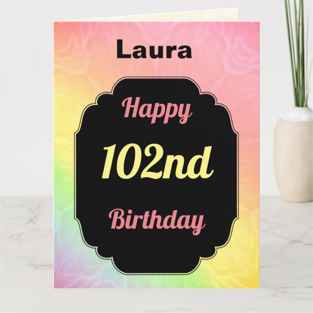 Carte Joli 102e anniversaire personnalisé (Devant)
