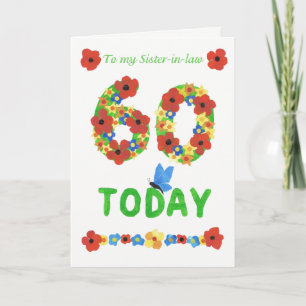 Carte Joli 60ème anniversaire de Floral, pour belle-soeu