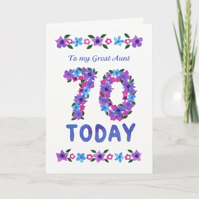 Carte Joli 70ème anniversaire de Floral, pour Grande Tan (Devant)