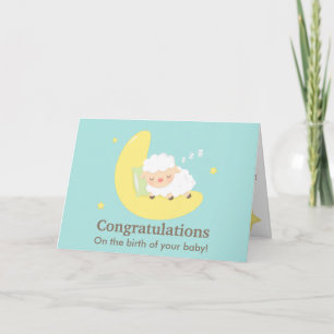 Carte Joli agneau endormi Félicitations Bébé Nouveau-né