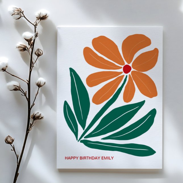 Carte Joli anniversaire à la Fleur Orange Moderne (Créateur téléchargé)