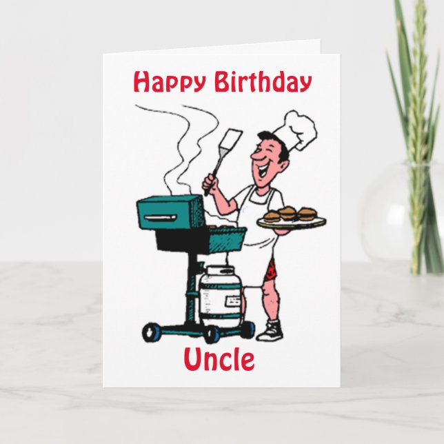 CARTE JOLI ANNIVERSAIRE AU MEILLEUR MAÎTRE GRILL *ONCLE* (Devant)