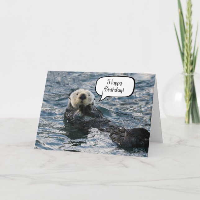 Carte Joli Anniversaire de mignonne Otter animal (Devant)