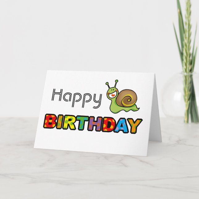Carte Joli anniversaire d'escargot (Devant)