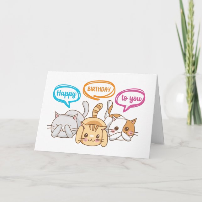 Carte Joli anniversaire Kittens Funny Amoureux des chats (Devant)