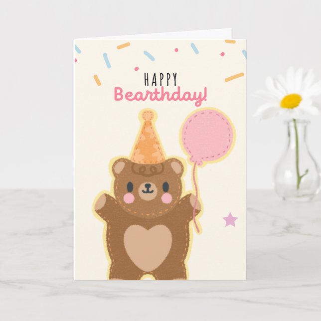Carte Joli Anniversaire Ours Thématique amusant jeu de m (Petite plante)