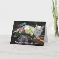 Joli anniversaire personnalisable de chat/fleurs